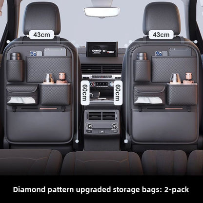 Diamond Quilted Leather Back Seat Storage